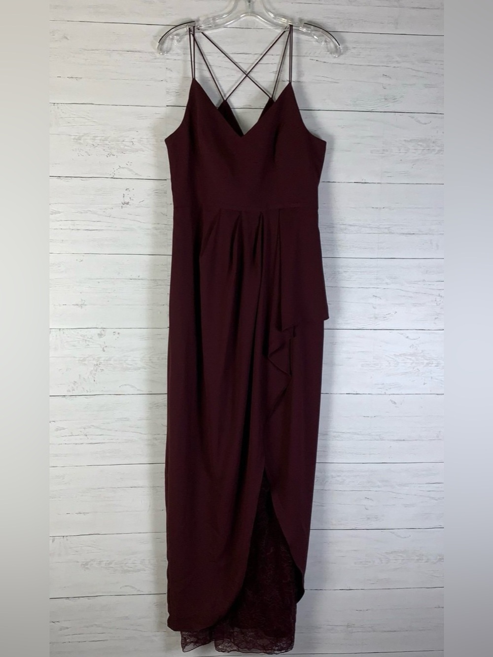 Forever New maroon wrapped strappy dress front slit size 8